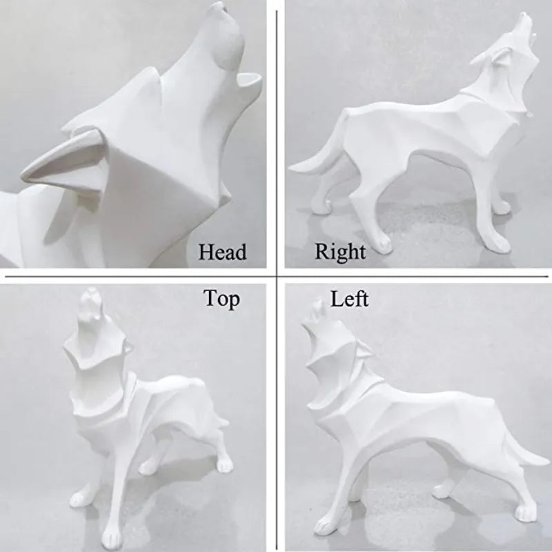 Abstract Wolf Statue: Modern Resin Sculpture
