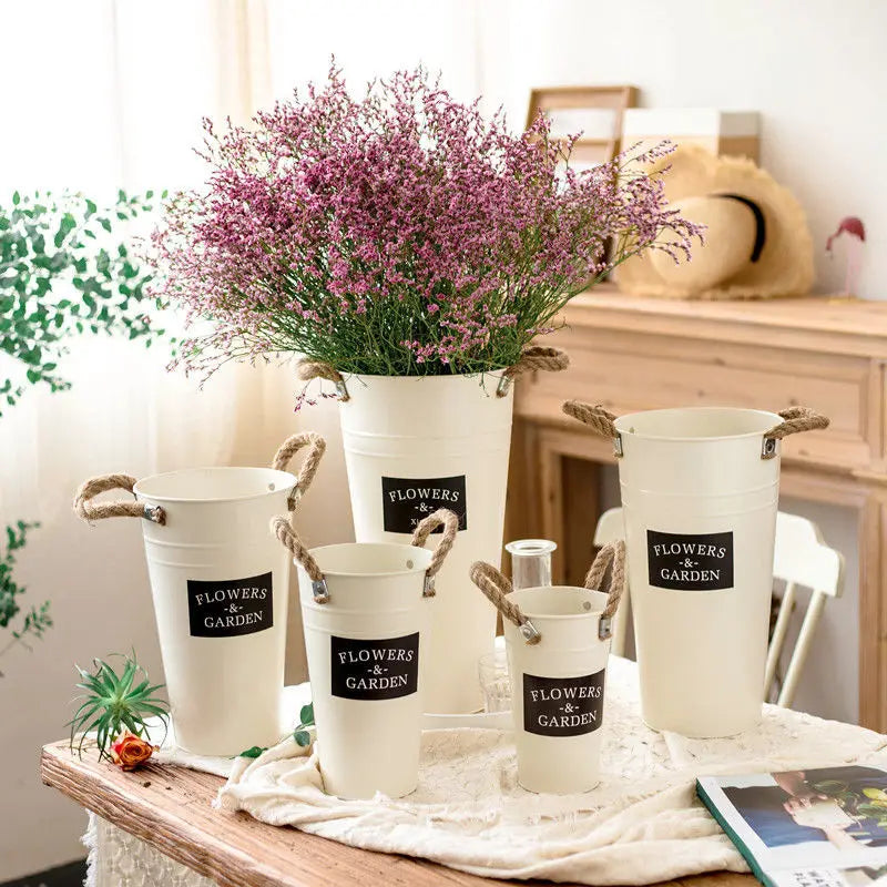 Pavimento grande vaso di fiori di fiori bianchi pentole di plastica interni grandi vasi alti rotondi adornos pari el hogar decorazione casa