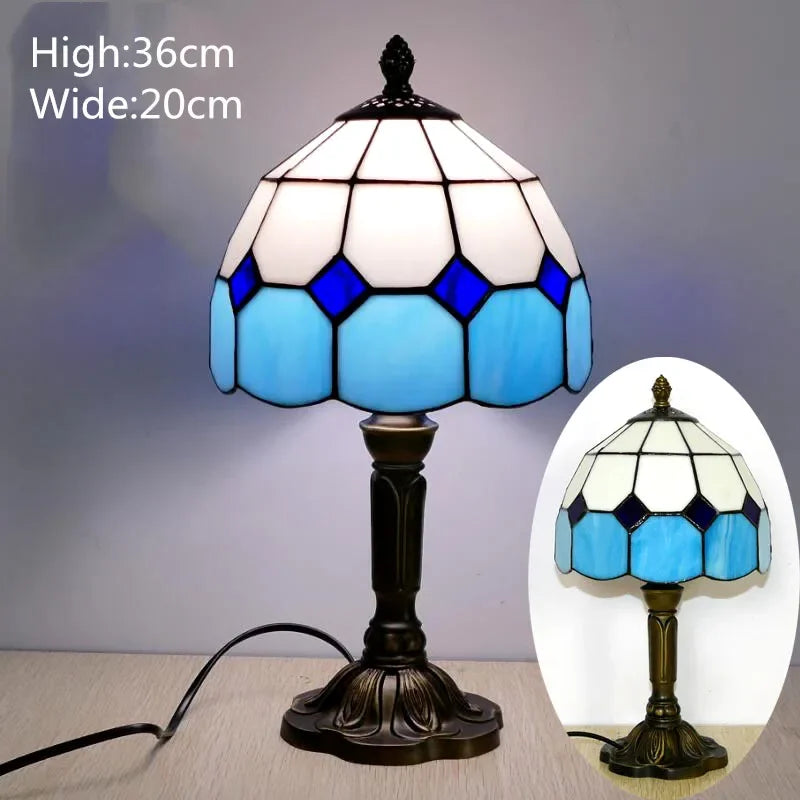 Nostalgic Style Of European And American Colorful Glass Tiffany Table Lamps For Restaurant Bar Cafe Bedroom Bedside Led Lights