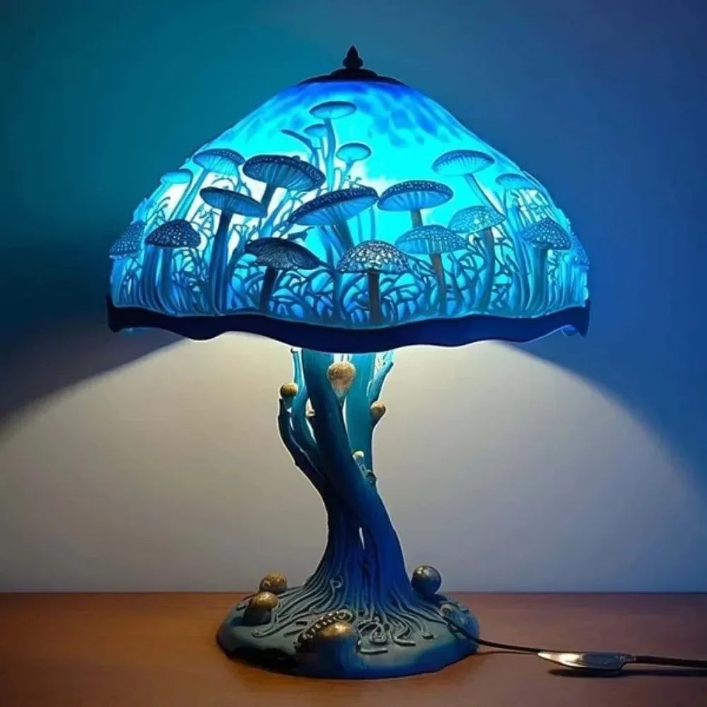 Lâmpada de lâmpada de cogumelo Série de luminárias de mesa de animais resina de veado de vidro à beira da cabeceira da cabeceira