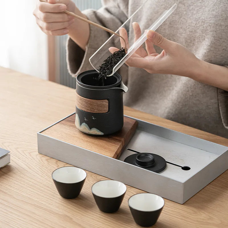 Conjunto de chá de chá de camping japonês Conjunto de chá Fu Fu Cerâmica Kung Fu Copa de chá de porcelana Teaset Gaiwan Porcelana chinesa