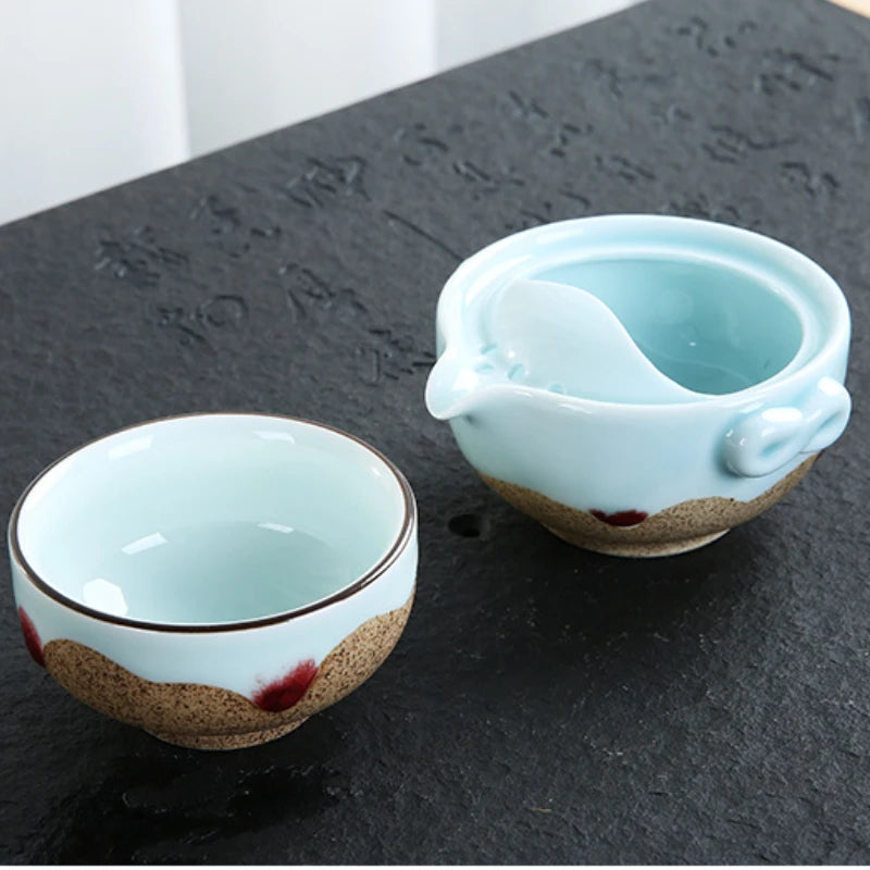 Groothandel porseleinen thee -set 1 pot 1 kopje, hoge kwaliteit mooie en elegante Gaiwan -theepot en kopjes gemakkelijk reizen kettl