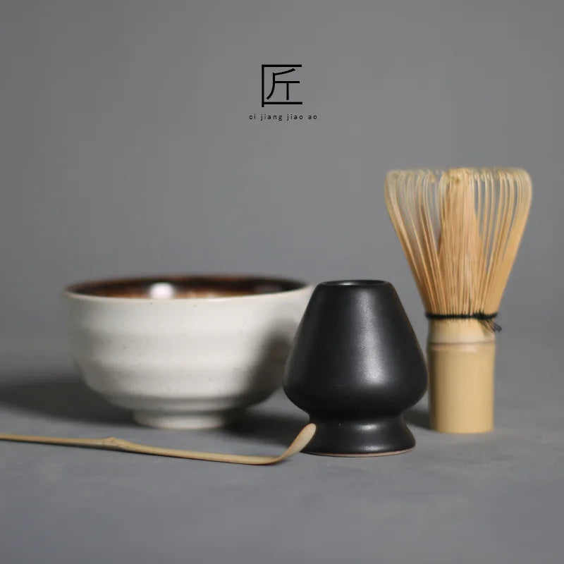 4PCS Chinese Matcha Set Safe Bambus Whisk Teelöffel Tee-Sets Innengetränke Geschäfte Tee-Werkzeuge Zubehör Business Gift 2022