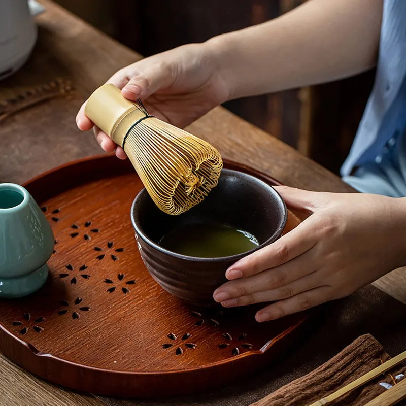 4'ü 1 Japon Töreni Bambu Matcha Pratik Toz Çırpma Kahve Yeşil Çay Fırçası Chasen Alet Öğütücü Fırçalar Çay Araçları