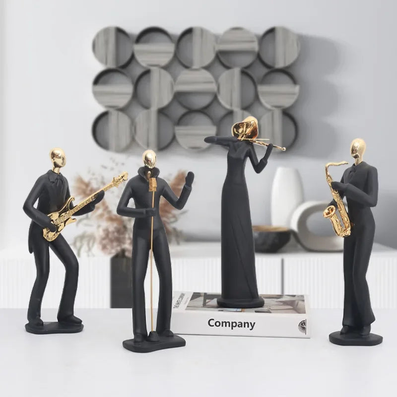 Abstract Music Band Figure Statues, Resin Dance Sculpture Crafts, Suitable for TV Cabinet Wine Cabinet Study Desktop Decoration.