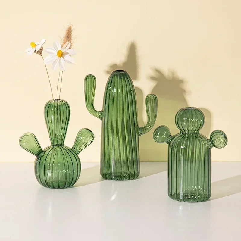 Váza na kaktus pro dekoraci pokoje Dekorativní skleněná láhev Hydroponie Rostlina Moderní průhledná váza řemesla obývací pokoj Dekor