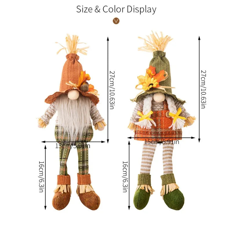 Thanksgiving Decoration Harvest Season Maple Leaf Straw Hat Rudolf Hanging Legs Doll Goblin Dwarf Doll