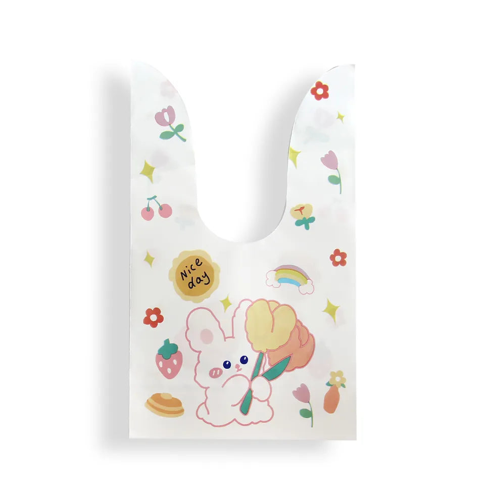 10/50pcs/lote lindas bolsas para orejas de conejo bolsas de plástico para galletas y bolsas de regalo de dulces para galletas paquete de bocadillos y suministros para la fiesta de eventos