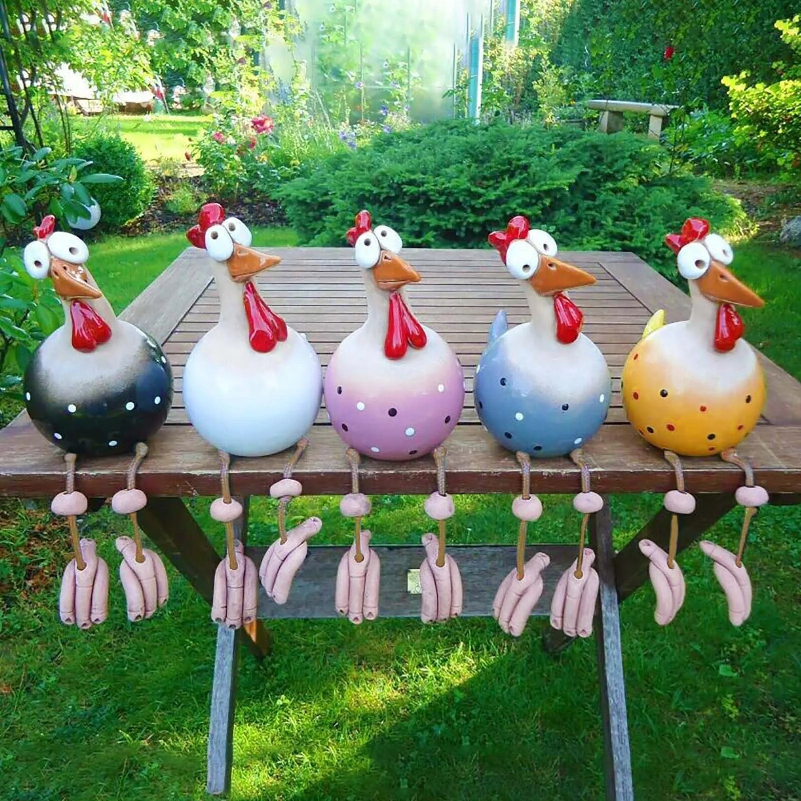 Decoración de jardín de pollo divertida estatuas de resina para el hogar decoraciones de patio de la granja de pollo escultura de arte artesan