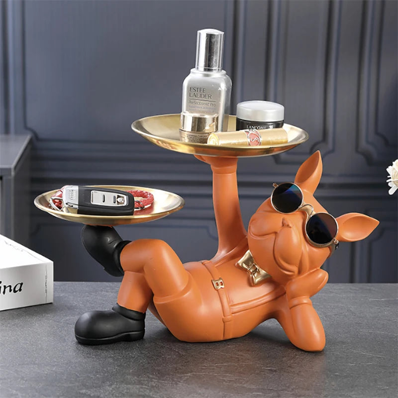 ERMAKOVA Bulldog Animal Figurines Cool Dog Statue Sculpture Living Room Bedroom Decor Home Interior Decoration Accessories