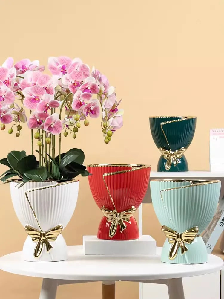 Nordisk ny stil keramiske vaseplanter bonsai gryder boligdekoration kreativ personlighed tulipan store gryder
