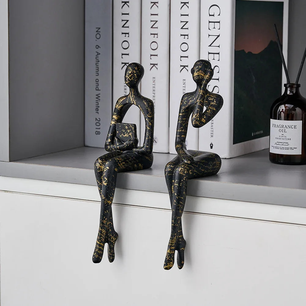 Modern Home Decoration Abstract Figura Ornamentos de mesa de mesa Figuras em miniatura Sala de estar Acessórios de estudo de resina artesanato