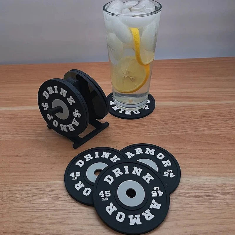 Siliconendrank Coaster Gym Gewichtplaat Tafel Coasters voor keukentafel BPA Gratis voedsel Grade Ronde mok Coasters 4pcs