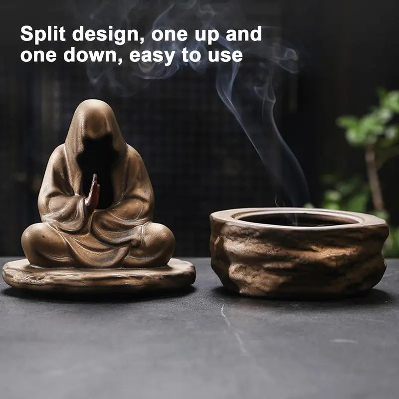 Formløs meditation keramisk munk røgelse Holder Burner Home Living Room Garden Tearoom Yoga Room Zen Decoration