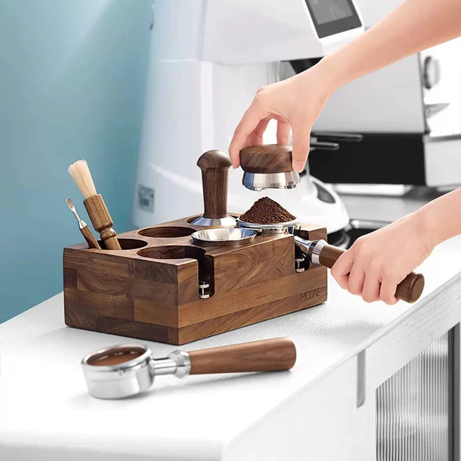 Træ kaffe manipulationsholder 58 mm espresso manipulation Mat espresso station espresso tilbehør til barista -bordplade