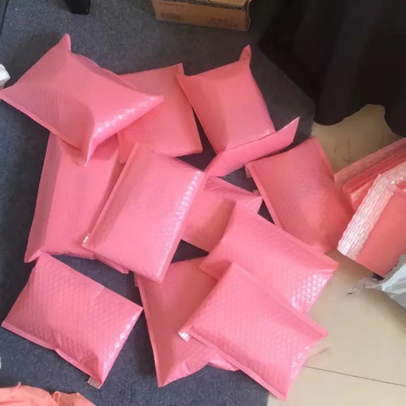 Bolsas de embalaje de burbujas rosa para negocios 1 set/regalos/sobres/joya bolsa de paquete anti-extrusión impermeable