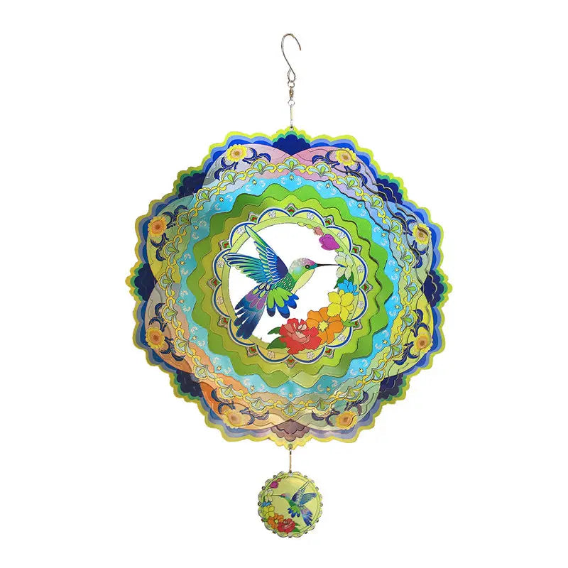 Wind Spinners Hummingbird Duże wiszące dekoracje ogrodu na zewnątrz metal 3D rzeźba kinetyczna grzycie spinner okręgowy Ozdoby artystyczne