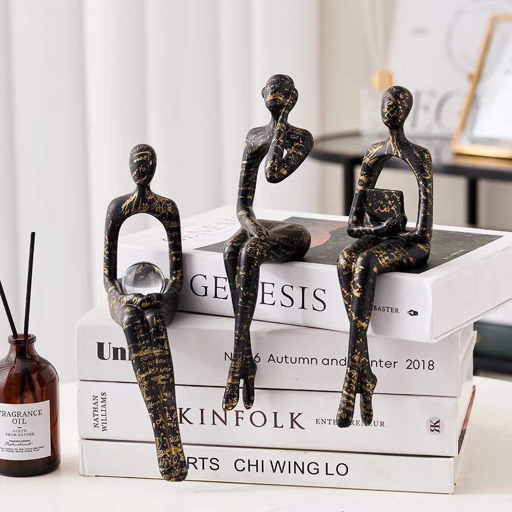 Minimalistisk hemdekoration abstrakt figur Ornament Desk Pendant Miniature Figurer Living Room Study Accessories Harts Hantverk