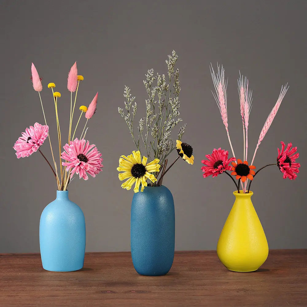 Einfache moderne Keramikvase gefälschte getrocknete Blumen -Set Kunst zu Hause Wohnzimmer Einrichtung Dekoration Hotel Esstisch Ornamente Kunsthandwerk Handwerk