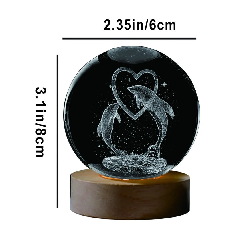 3D Dolphin Crystal Ball Color Night Light, Birthday Girlfriend Class Famome Withs Children Christmas's San Valentino Regalo