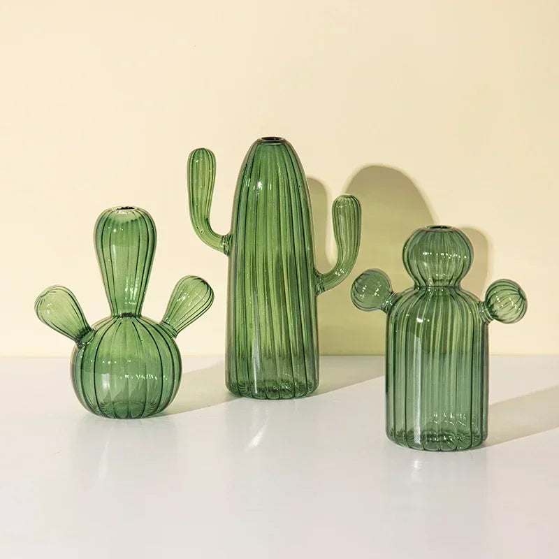 Vas kaca kaktus untuk dekorasi kamar dekoratif botol kaca hidroponik tanaman vas transparan modern dekorasi ruang tamu
