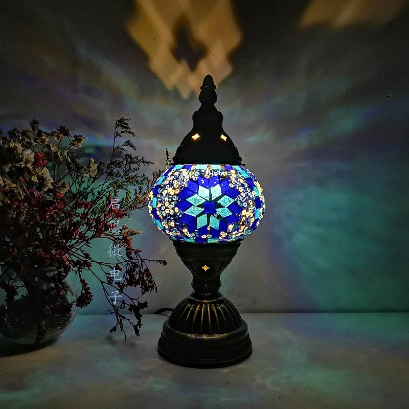 Lampada da tavolo a mosaico turco Vintage Art deco a mano Lamparas de Mesa Mosaic Glass Romantico letto Lamparas Lamparas Con Mosaicos