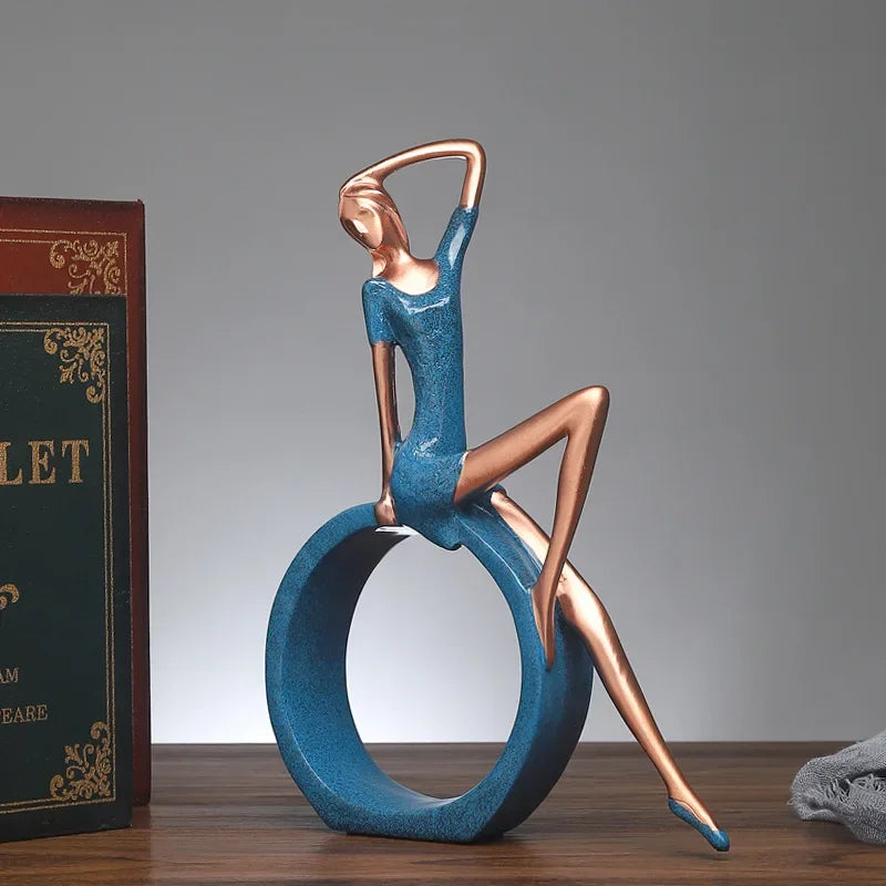 2023 European-style Yoga Girl Figure Resin Decoration Creative Home Wine Cabinet Porch Light Luxury Art Sculpture Ornaments
