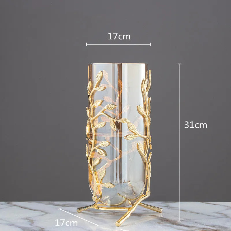 Imitation Korallenschmuck Kristallmetallbaum Glas Vase hohl Metall Rahmen Harzkorallen Ozean Dekorative Figuren Wohnkultur