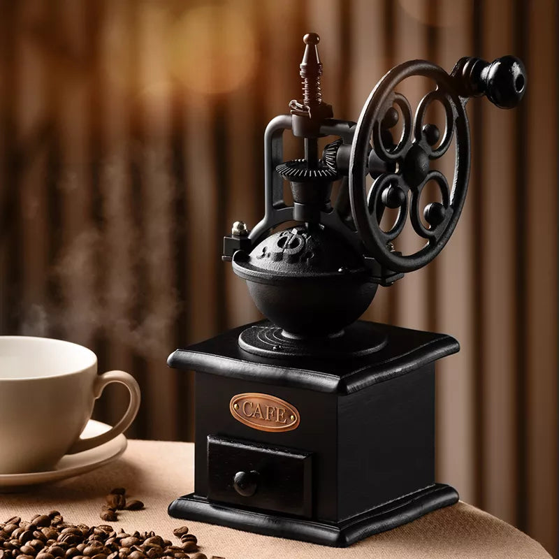 Gianxi retro manuell kaffekvarn bärbar pariserhjul kaffeböna kvarn professionell handgjorda kaffetillbehör