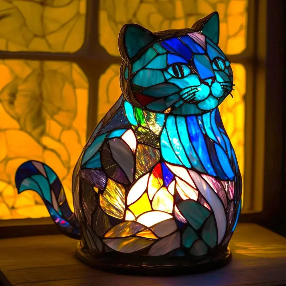 3D Stereoscopic Resin Stained Glass Animal Table Light Night Light Owl Horse Table Lamp for Living Room Home Bedroom Decoration