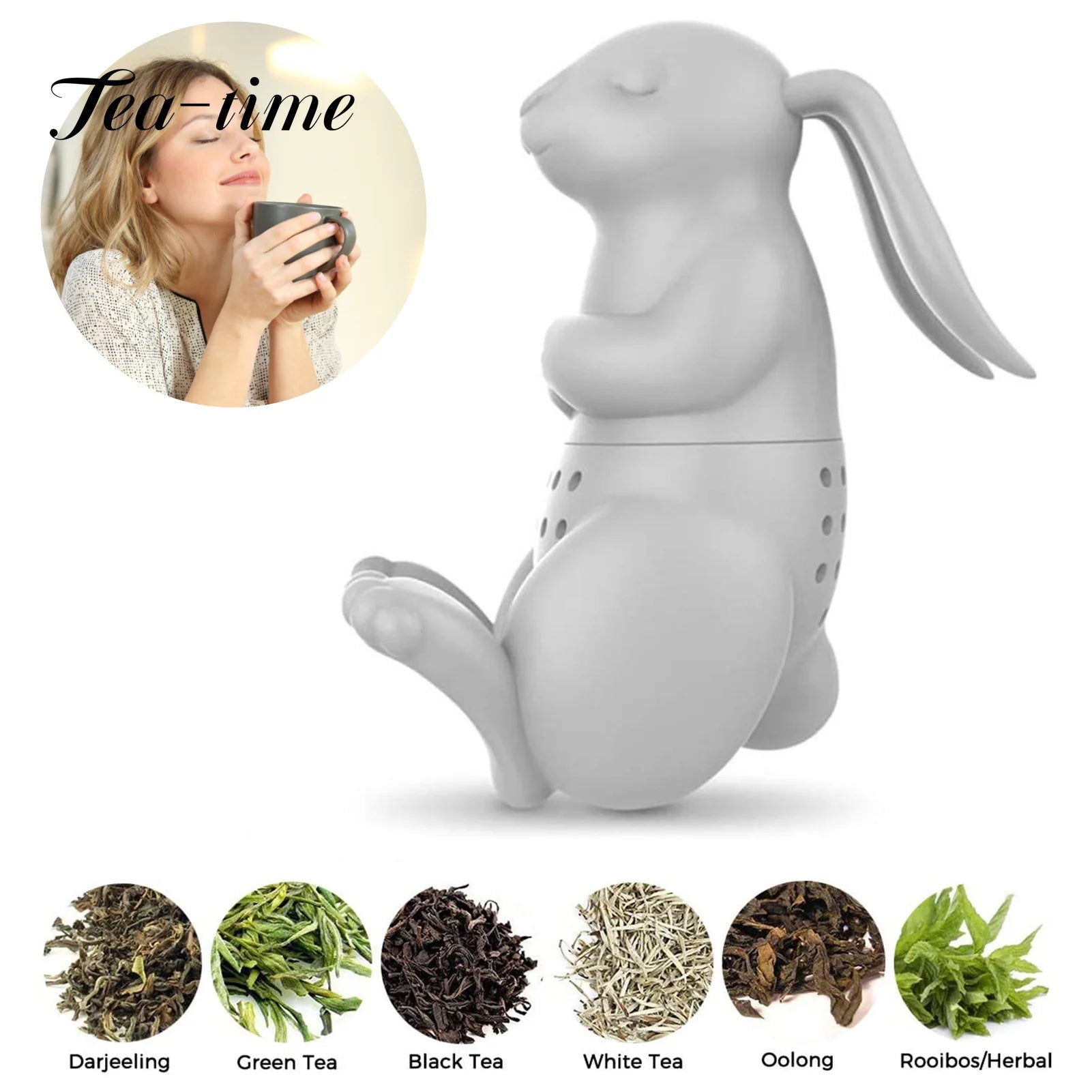 1 st Funny Rabbit Silicone Tea Brewer Mini Animal Tea Strainer Cute Yerba Mate Tea Infuser Loose Leaf Tea Infusers keukengereedschap