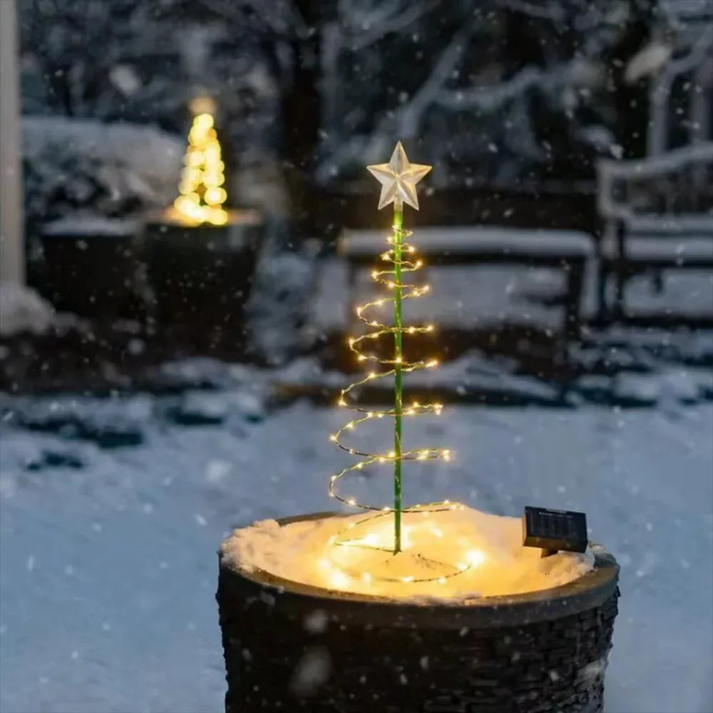 Solar Outdoor Garden Christmas Tree Light Stand Garden LED Jordlys Streng Vandtæt IP65 Star Lantern Decoration Lights