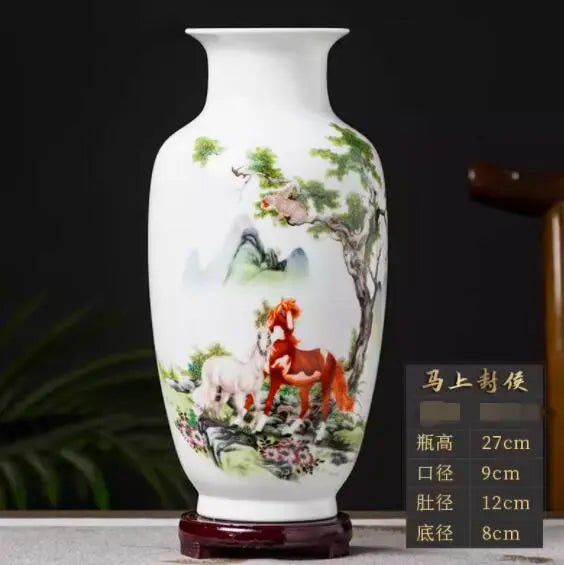 Jingdezhen Keramik Vase Vintage Chinesische traditionelle Vasen Home Dekoration Tier Vase feine glatte Oberfläche Einrichtung von Artikeln