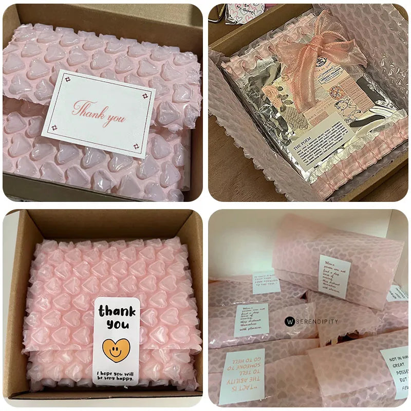 20 cmx5 meter roze blauw mooie hartvorm bubbels wrap shockproof pakket voor geschenken doos fragiel glazen goederen pack feestdecor