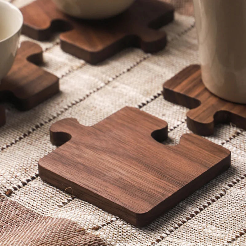 1PC Walnut Coaster Solid Wood Log Tea Coaster Insulation Pad Wooden Puzzle Coaster Plate Mat Wooden Mat Coffee Coaster