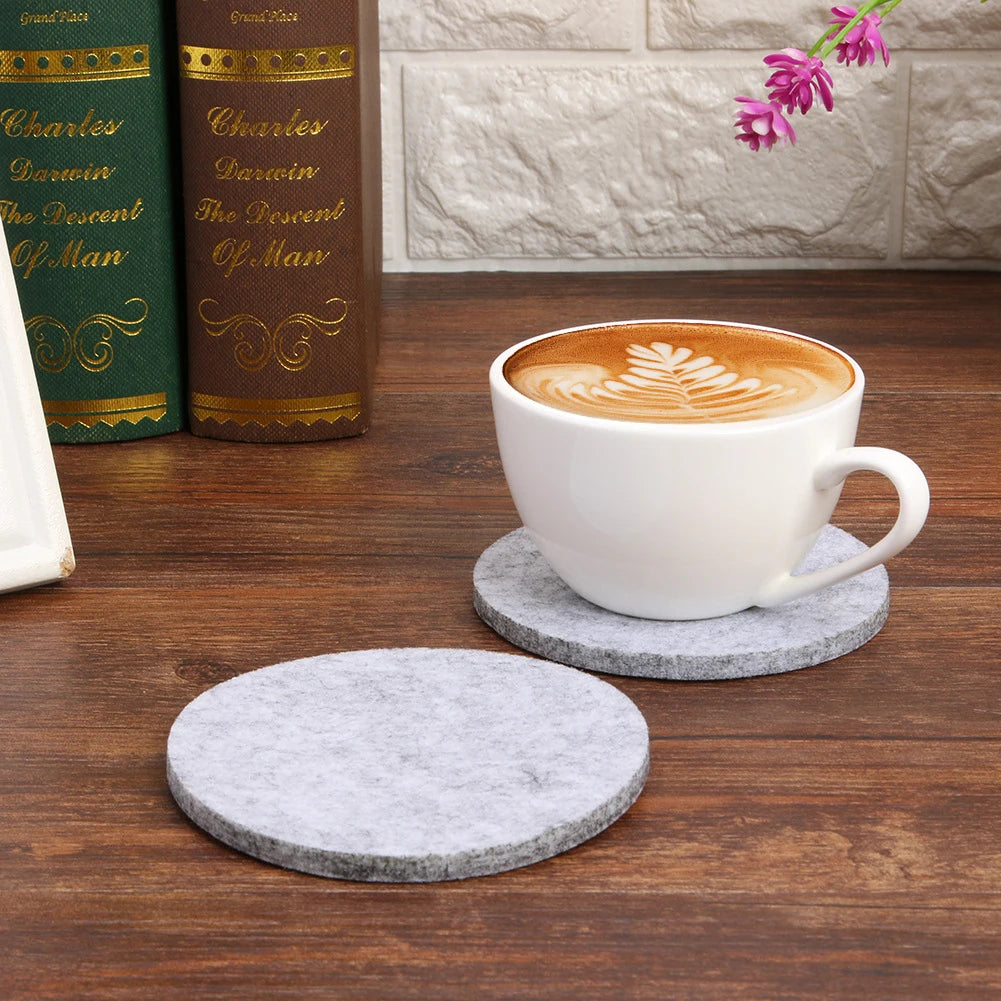 11pcs Round Felt Coaster Dining Table Protector Pad Heat Resistant Cup Mat Coffee Tea Hot Drink Mug Placemat Kitchen Accessories
