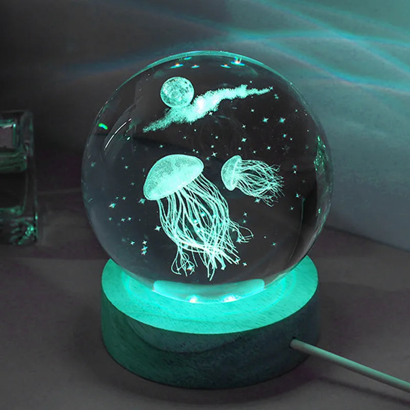 3D Água -fosfisos a laser gravado Ball Crystal Ball Light Light Night, Annitrime namorada colega de classe Classe Fidel DIDADE DIA DO DIA