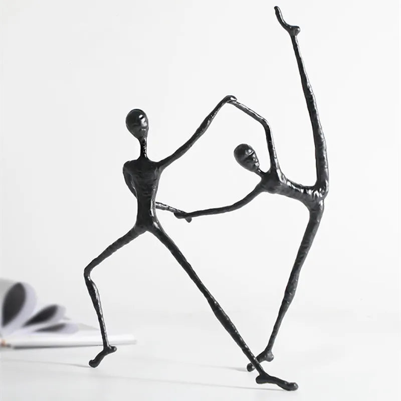 Luxo Luxo Black Metal Sports Figuras de escultura de ferro forjado Poses de dança de ioga Decoração da sala de estar Decoração em casa