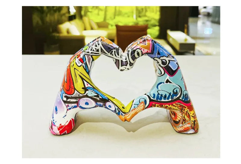 Living Room,Office Desktop Resin Crafts Decoration Gift  Simple and Colorful Love Gesture Decoration Home