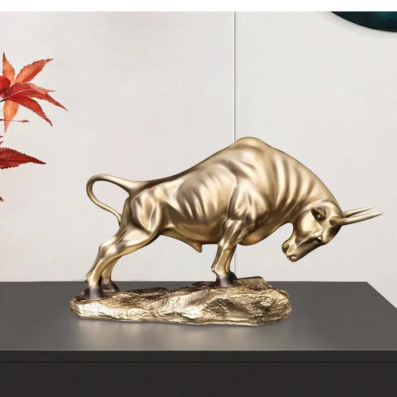 Estatueta de resina de vaca de 35 cm, usada para paredes interiores, estátuas de touros, riqueza, casa, sala de estar, escritório, animais de estimação e decoração de desktop