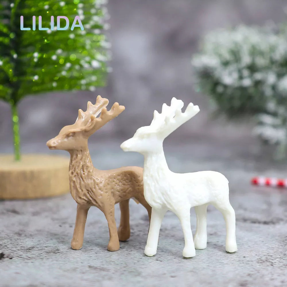 6/12 piezas mini mini manualidades de decoración de reno de plástico estatuas decoración del hogar mini accesorios de jardín figurado colgante de Navidad