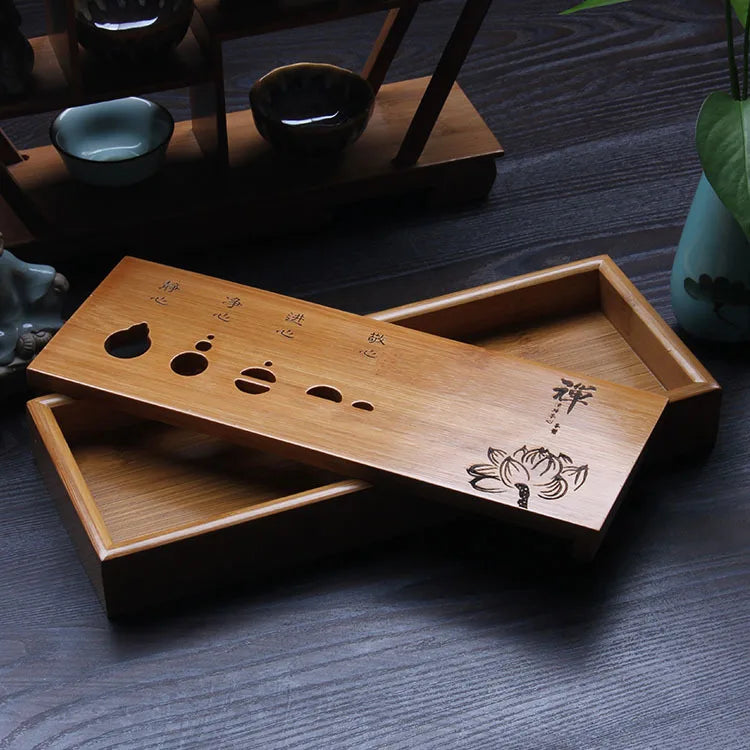 Natural Wood Bamboo Puer Tea Tray, Kung Fu Tea Set Room Board Table Chinese traditionele cultuur Ceremonie Tools thee Set