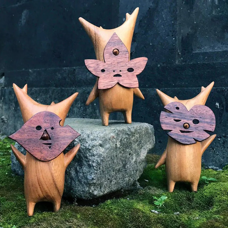 Estátua Korok, família resina korok, presente de artesanato para os amantes de jogos Zelda Breath of the Wild Wild Wooden Korok estátua