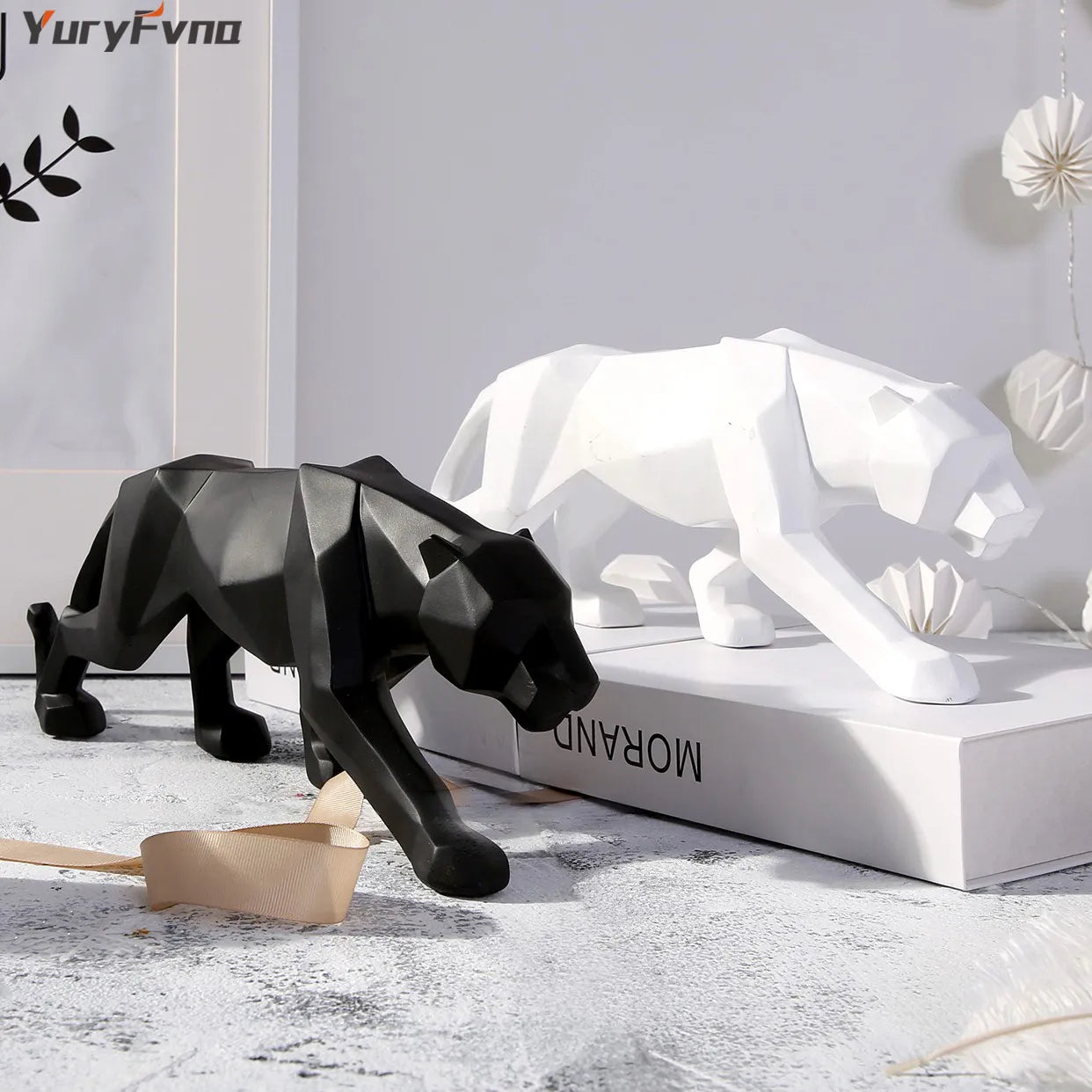 Yuryfvna streszczenie żywica Loparda Statua geometryczna dzika przyroda pantera figurka rzeźba zwierząt