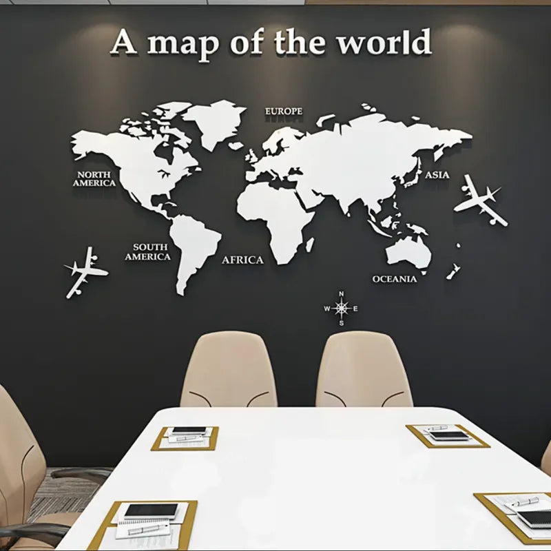 3D World Map Wall Sticker Acrylic Solid Color Crystal Bedroom Wall With Living Room Classroom Stickers Office Decoration Ideas