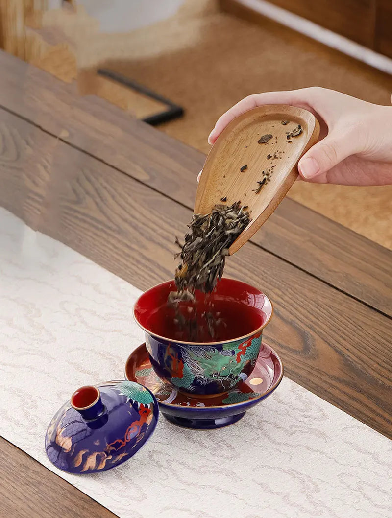 المينا وعاء الشاي مع غطاء ثلاثة كاي Gaiwan رائعة كوب شاي سيراميك كوب الشاي الصيني الهدايا الفاخرة الشاي Infuser السفر فنجان الشاي