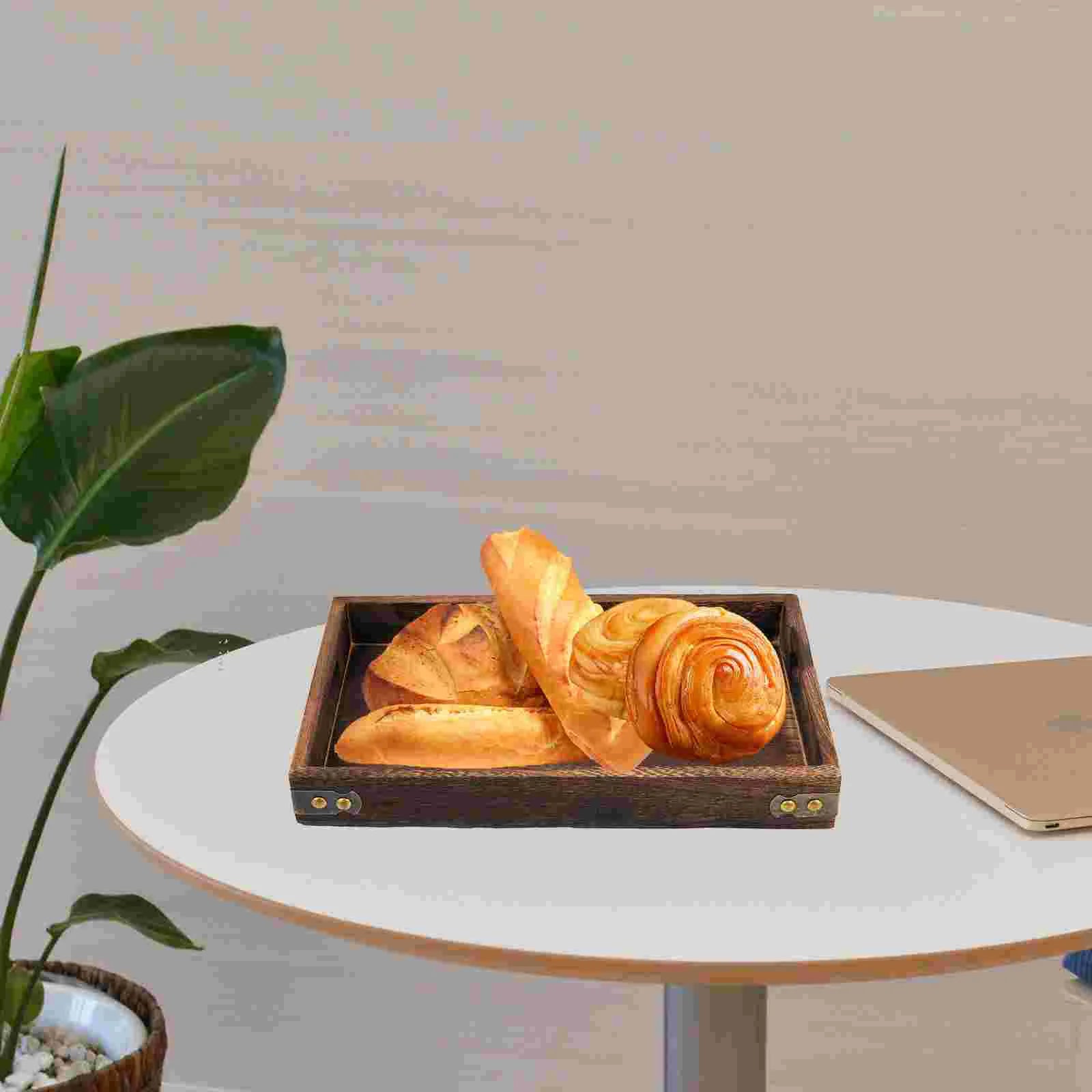 Bandeja de madeira bandeja de prato de prato de prato de chápela bandejas decorativas para café da manhã café café