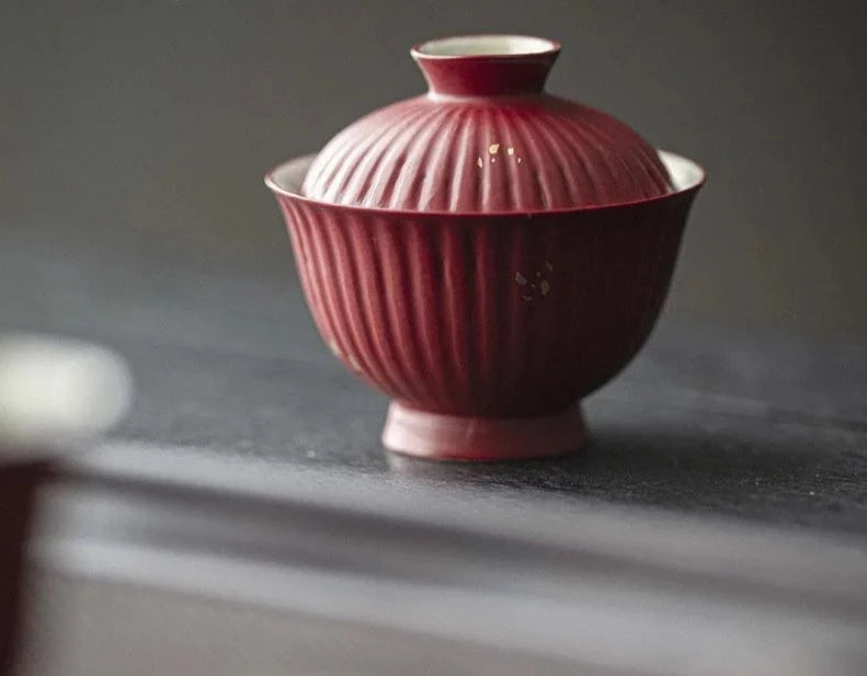 Ciotola coperta in ceramica rossa di bombe boutique da 100 ml di ciotola coperta da cioto di ciotola per ciotola da tè petalo