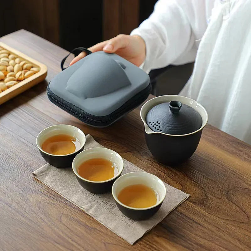 Set di viaggi per la creazione di tè da campeggio per esterni portatili per tè per tè singoli carretto di tè per tè singoli per gli amanti della cultura del tè set regalo