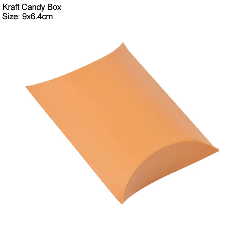 10/20/30 st kudde Candy Box Kraft Paper Christmas Gift Packaging Boxar Candy Väskor Bröllop Favors Birthday Party Decorations